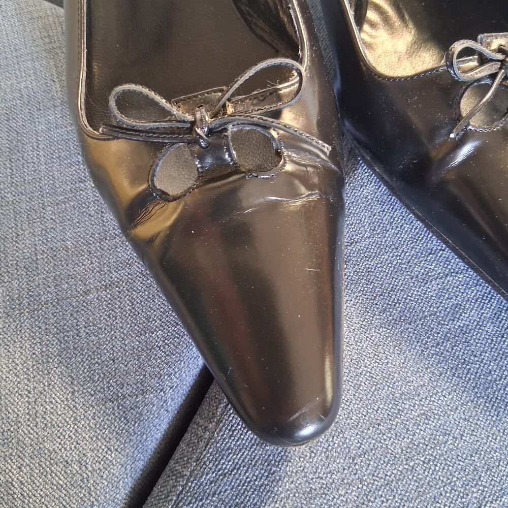 Via Spiga Black Patent Bow Slingback Heels 8M - Picture 2 of 5